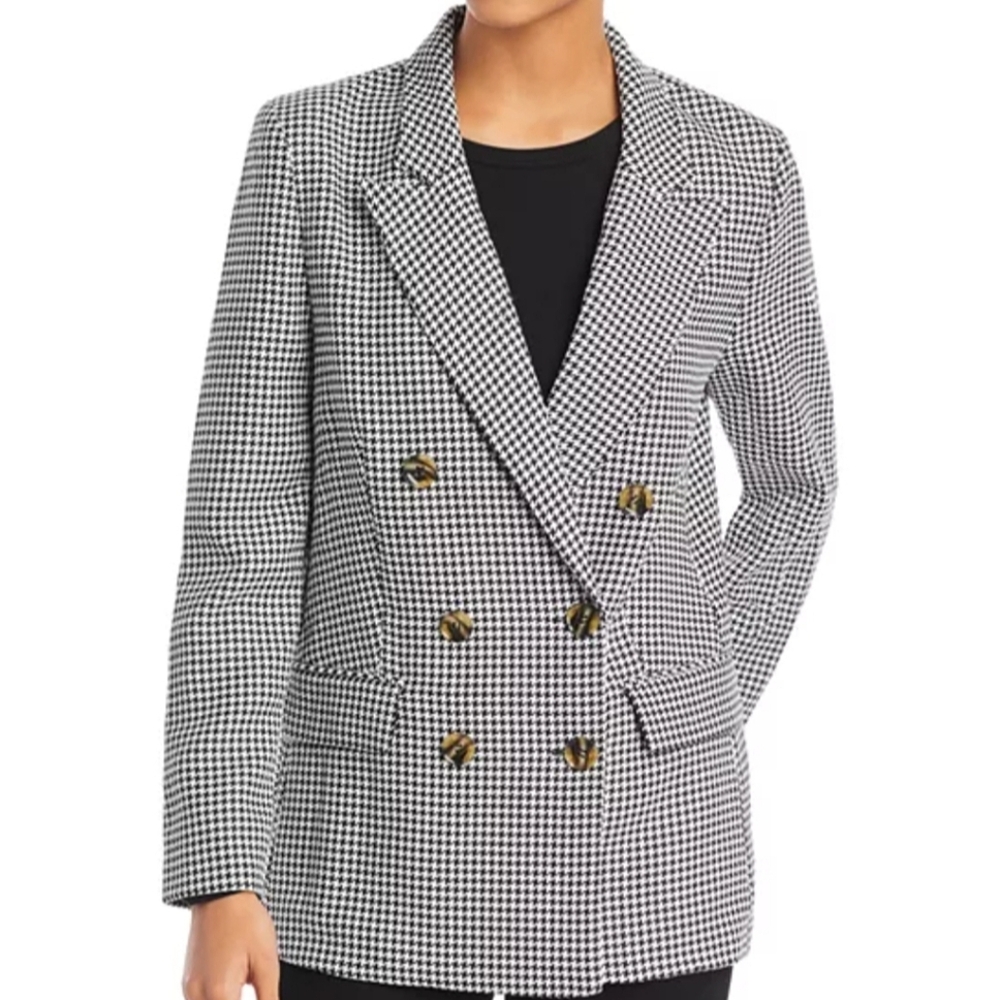 WAYF Finn Double-Breasted Houndstooth Blazer